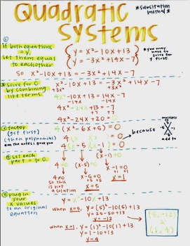 Preview of Quadratic System of Equations Step by Step Guide