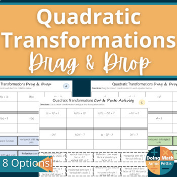 Preview of Quadratic Transformations Digital Drag and Drop Activity