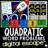 Quadratic Word Problems Digital Math Escape Room Activity