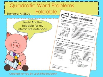 Preview of Quadratic Word Problems Foldable