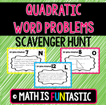Preview of Quadratic Word Problems Scavenger Hunt