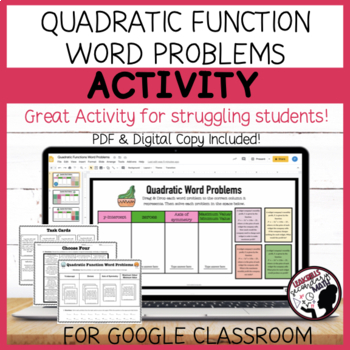 Preview of Quadratic Functions | Word Problems | Digital + PRINT