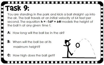Quadratic Word Problems Task Cards binomials by Scaffolded Math and