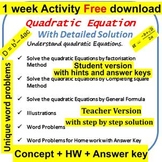 Quadratic equation with word Problems Teachers version wit