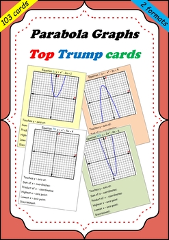 Preview of Quadratic equations and parabola - Top Trumps task cards game