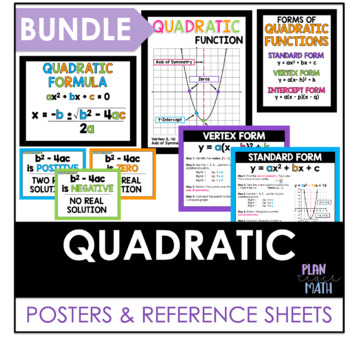 Preview of Quadratic Functions Posters & Reference Sheets BUNDLE