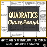 Quadratics Choice Board Review Activity Project