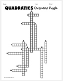 Quadratics Crossword Puzzle for Algebra 1