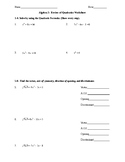 Quadratics Cumulative Review Worksheets