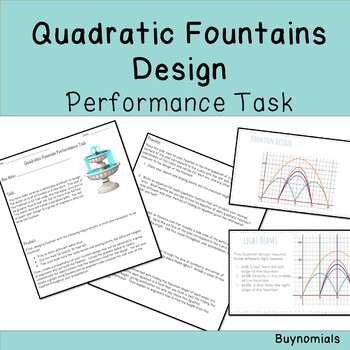 Preview of Quadratics Fountain Design Performance Task