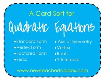 Preview of Quadratics Functions Cards Sort