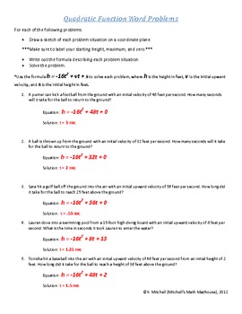 Quadratic Function Questions And Answers Pdf