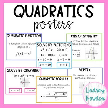Preview of Quadratics Posters (Algebra 1 Word Wall)