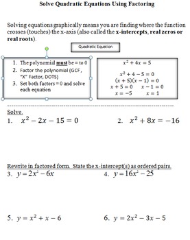 Preview of Quadratics Unit guided notes Math 3 III
