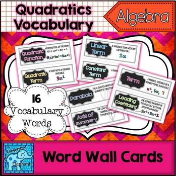 Preview of Quadratics Vocabulary Word Wall Cards