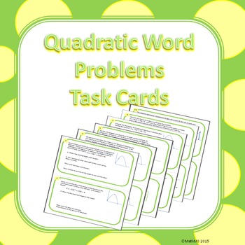 Preview of Quadratics Word Problems - Task Cards