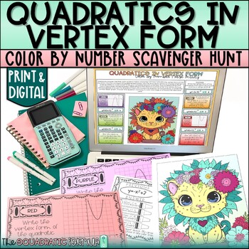 Preview of Quadratics in Vertex Form Graphing Transformations Scavenger Hunt Activity