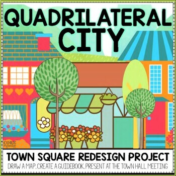Preview of Quadrilateral City Third Grade Geometry Math Project | Print and Digital
