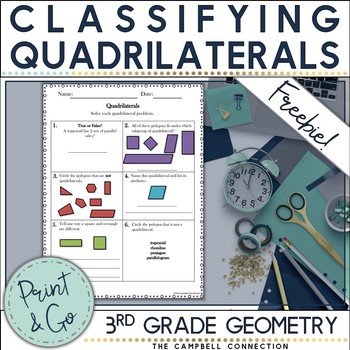 Preview of Classifying Quadrilaterals Worksheet Freebie