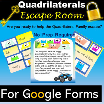 Preview of Quadrilateral Hierarchy Classify Quadrilateral Escape Room 5th Grade Math