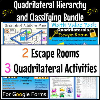 Preview of Quadrilateral Hierarchy Quadrilateral Classifying Math 5th 6th Grade Activities