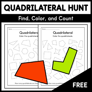 Preview of Quadrilateral Hunt - Find, Color, and Count - Free