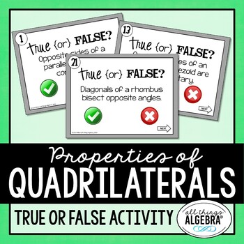 Preview of Quadrilateral Properties True or False Activity
