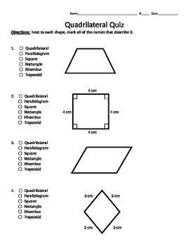 Quadrilateral Quiz by Teaching With Laughter and Love | TpT
