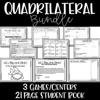 Preview of BUNDLE Quadrilateral Types- Worksheets, Notes, Games, Centers