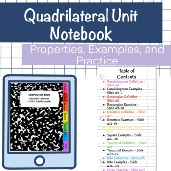 Preview of Quadrilateral Unit Guided Notes Interactive Notebook | Virtual Learning 