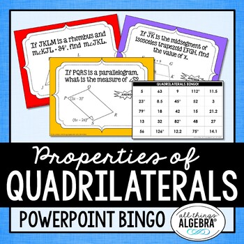 Quadrilaterals Parallelograms Rectangles Rhombi Squares Trapezoids Bingo