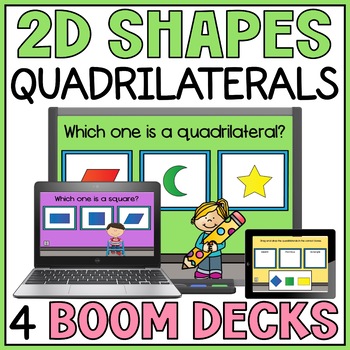 Preview of Quadrilaterals Identifying and Classifying Boom Cards Activity 3rd Grade Bundle