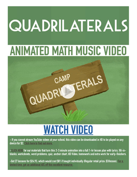 Preview of Quadrilaterals | FREE Poster, Worksheet & Fun Video | 4th-5th Grade Activity