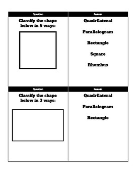 Preview of Quadrilaterals Flash Cards