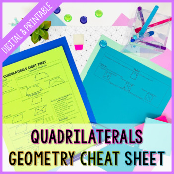 Preview of Quadrilaterals Cheat Sheet for High School Geometry - Printable and Digital