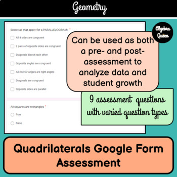 Preview of Quadrilaterals Google Form Assessment