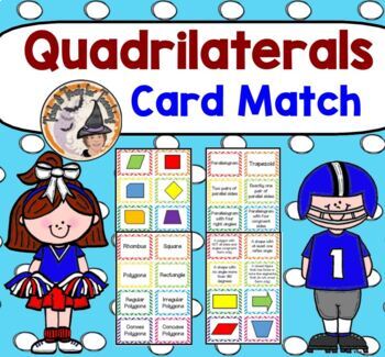 Preview of Quadrilaterals Card Match Activity Memory Game Shape Definition