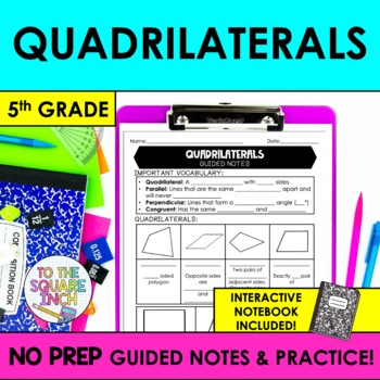 Preview of Quadrilaterals Notes & Practice | + Interactive Notebook Pages