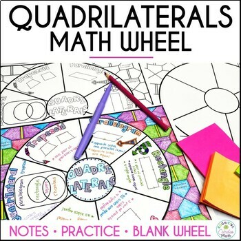 Preview of Quadrilaterals Guided Notes Math Wheel Properties of Quadrilaterals Worksheet