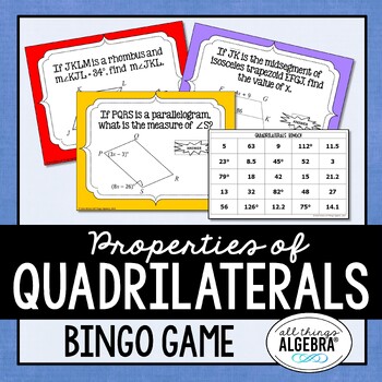 Preview of Quadrilaterals (Parallelograms, Rectangles, Rhombi, Squares, Trapezoids) | Bingo