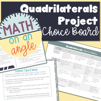 Preview of Quadrilaterals Project Choice Board