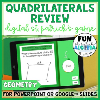Preview of Quadrilaterals REVIEW Digital Game St. Patrick's Day Math Geometry Activity