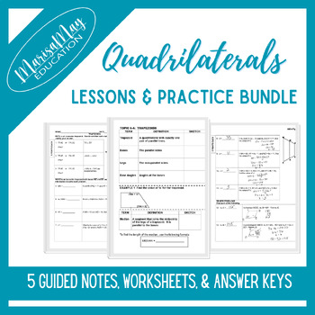 Preview of Quadrilaterals *Rect, Squares, Trap, & Rhombi* Notes & Wks Bundle - 5 lessons