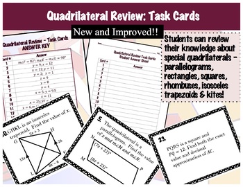 Preview of Quadrilaterals Review - Task Cards - 36 of them!