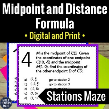 Preview of Midpoint and Distance Formula Activity | Digital and Print