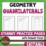 Quadrilaterals - Editable Student Practice Pages