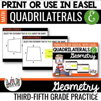 Preview of Quadrilaterals Task Cards: Printable or for Use in Easel