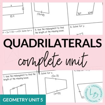 Preview of Quadrilaterals Unit (Geometry Unit 5)