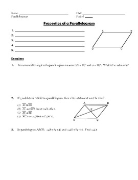 Preview of Quadrilaterals Unit (Parallelogram, Rectangle, Rhombus, Square, Trapezoid)