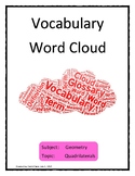 Quadrilaterals Vocabulary Word Cloud Word Bank Handout Geometry